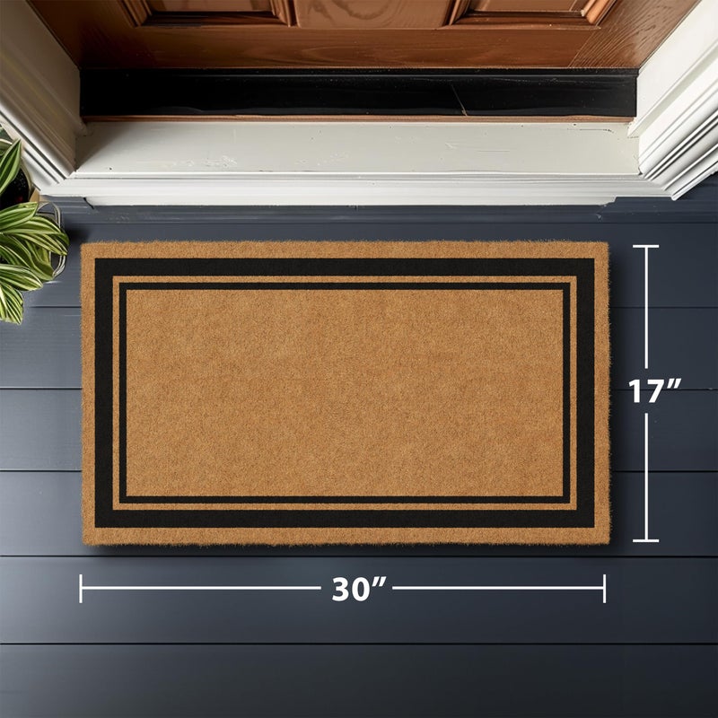 Barnyard Designs Natural Coco Coir Heavy Duty Backing Doormat - Large Cute Non-Slip Front Door Welcome Mat for Outside Entrance or Porch Entry, Brown (17x30, Border) - Image 5