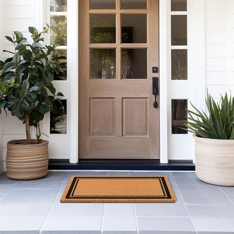 Barnyard Designs Natural Coco Coir Heavy Duty Backing Doormat - Large Cute Non-Slip Front Door Welcome Mat for Outside Entrance or Porch Entry, Brown (17x30, Border) - Image 3