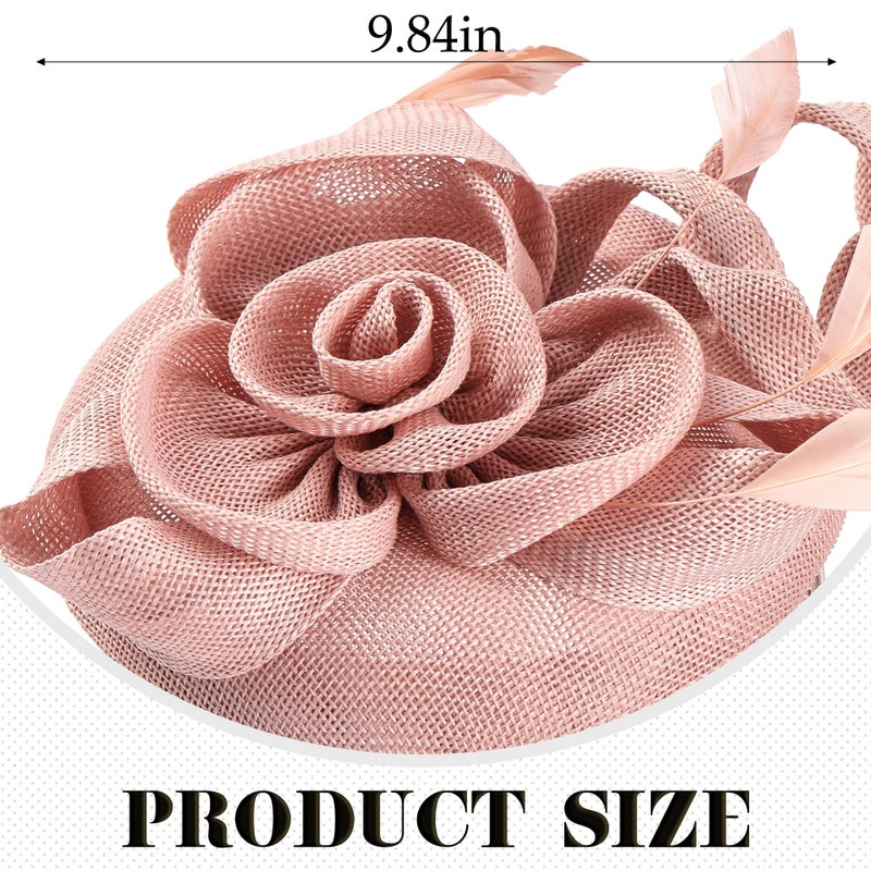 Zinniday 2026 Derby Fascinator Hat - Pink Victoria Church Kentucky Hats 1920s 50s Feather Vintage High Tea Party Cap with Hair Clip for Lady Women Girls Holiday Event Party Costume Accessories - Image 4