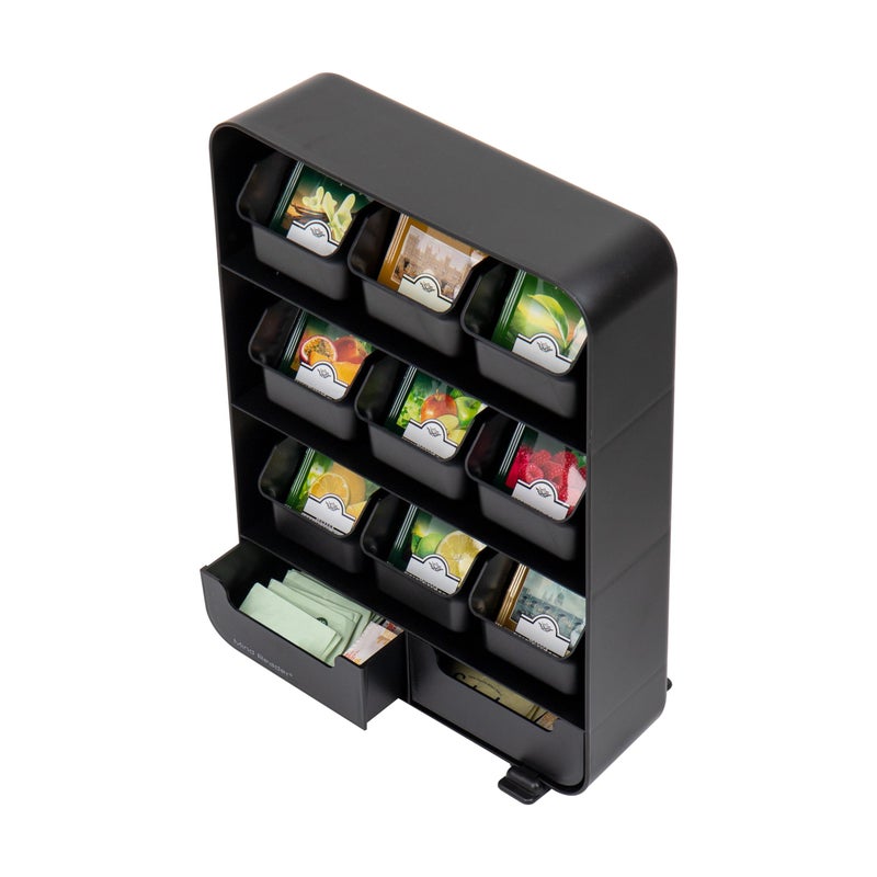 Mind Reader Tea Bag Organizer, Tea Station Organizer, Countertop Storage, Kitchen, Plastic, 10.25"L x 3.25"W x 13.75"H, Black - Image 4