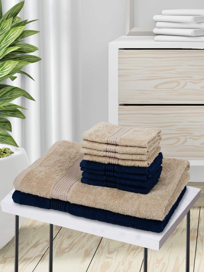 KOPA [10pc] Quick Dry 100% Cotton Soft Terry Towel -2pc Bath, 8pc Face (d'ross) | Quick Dry 100% Cotton | Super Absorbent, Lightweight, Odour Free - for Men, Women, Kids Solid-Multi - Image 1