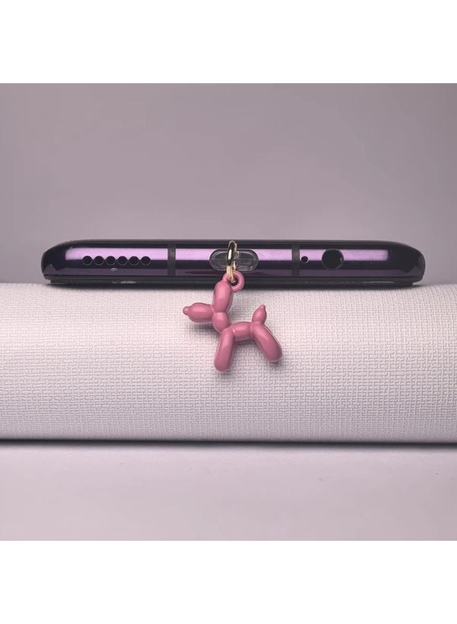 Red Balloon Dog Phone Dust Plug Type C Port Protector Pendant Gift - Image 1