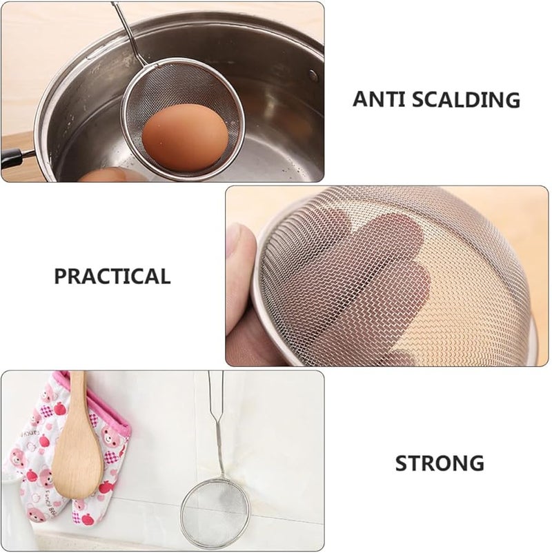 4Pcs Stainless Steel Small Strainer Scoops Heat Resistant Oil Filter Kitchen Utensils - Image 4