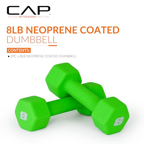 CAP Barbell Neoprene Dumbbell Weights, 8 lb Pair, Shamrock - Image 2
