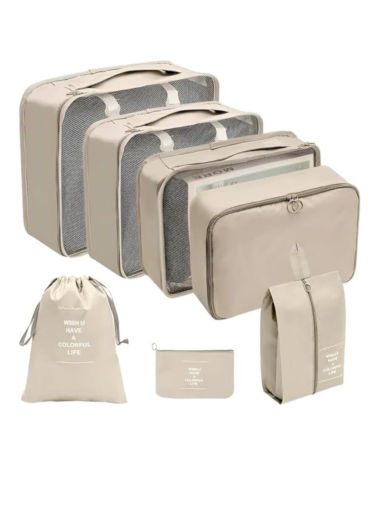 Travel Bag Organizer Set - 7 Pieces in Various Sizes for Organizing Clothes and Accessories - Stylish and Durable Design for Travel and On-the-Go - Image 1