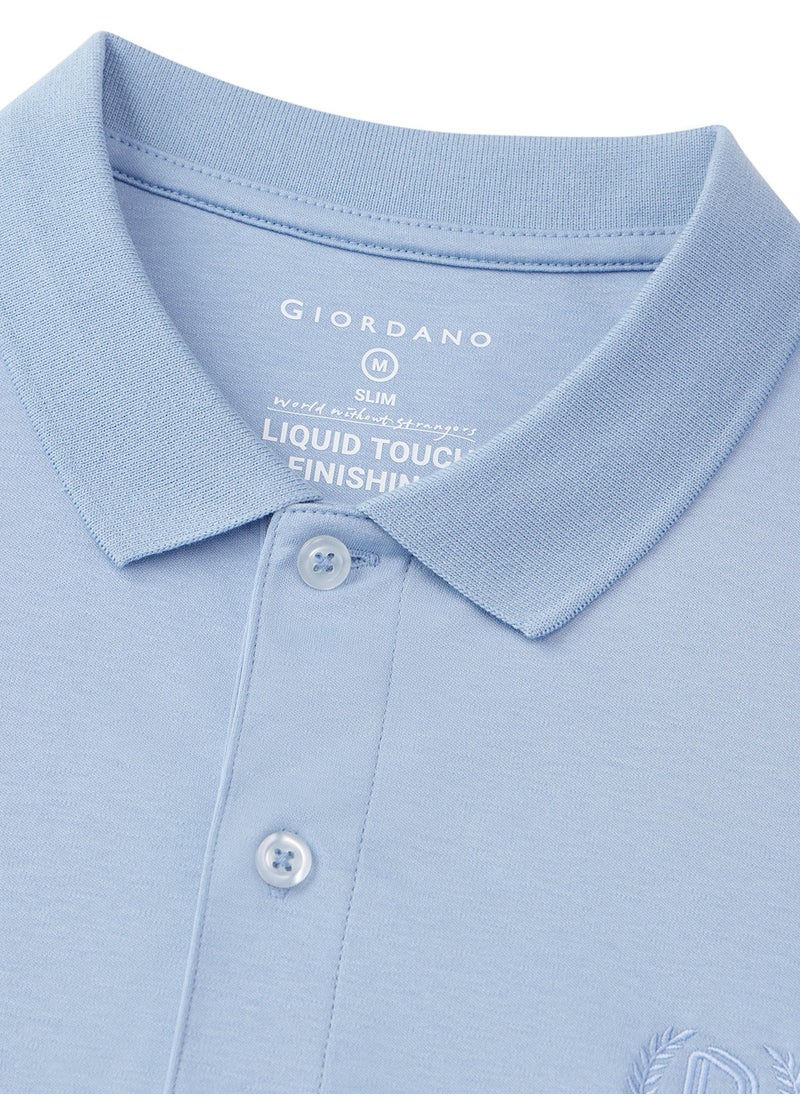 GIORDANO Men's Luxury Touch Polo Blue  - Image 3