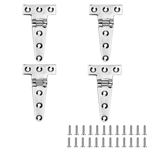 ODYSUNRAL Marine Grade T Hinges Stainless Steel Boat Hinges 4 inch x 2 inches No Noise Heavy Duty 316 Stainless Steel with Screws 4 PCS - Image 1
