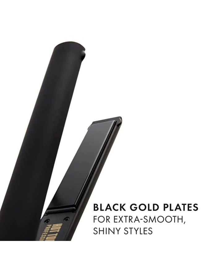 Hot Tools Pro Artist Black Gold Ionic 1 Inch Flat Iron - Use as Straightener for Sleek Straight Hair or Use Rounded Edges for Shiny Curls and Waves, Stylist-Preferred Styles - Image 3
