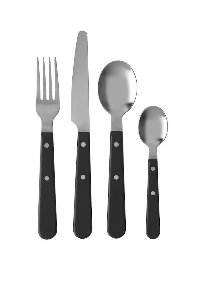 24-piece cutlery set, black - Image 1