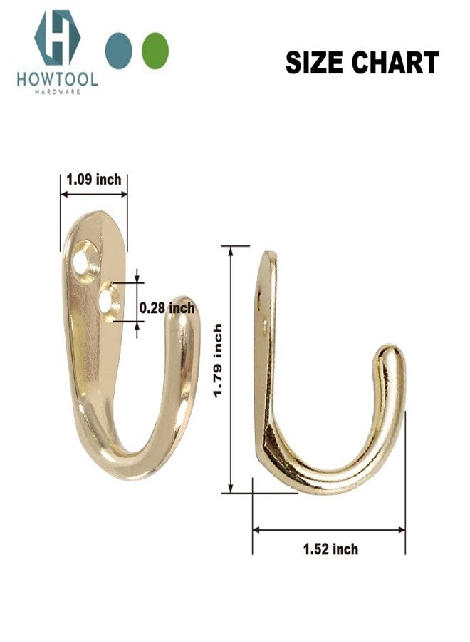 HOWTOOL Wall Hooks for Hanging Heavy Duty 35 lbs Hooks for Walls Brass 12 Pack - Image 2