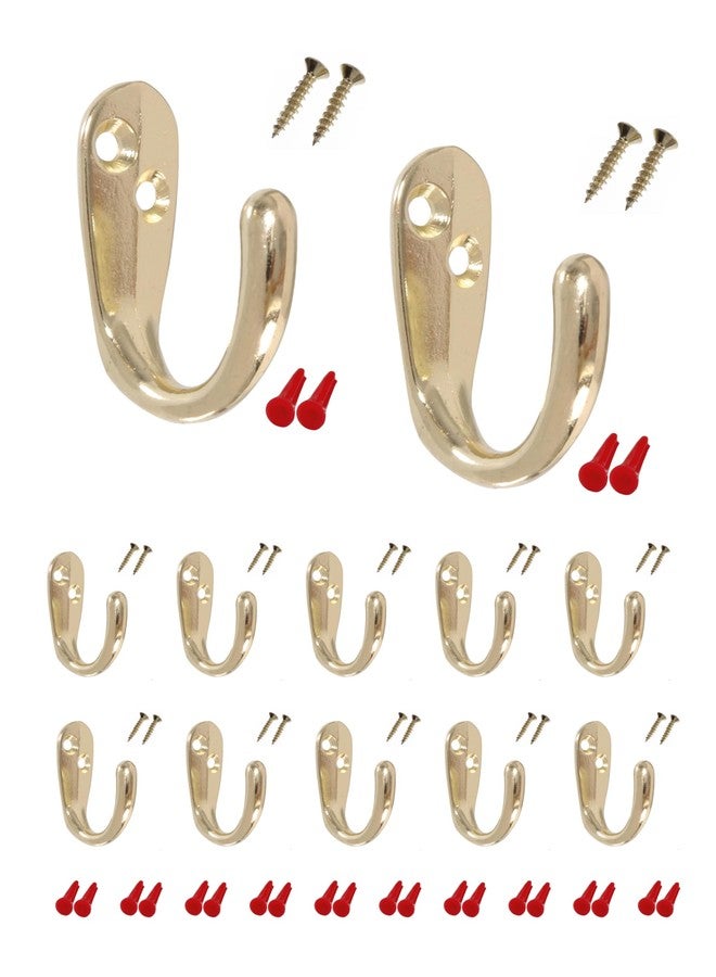 HOWTOOL Wall Hooks for Hanging Heavy Duty 35 lbs Hooks for Walls Brass 12 Pack - Image 1