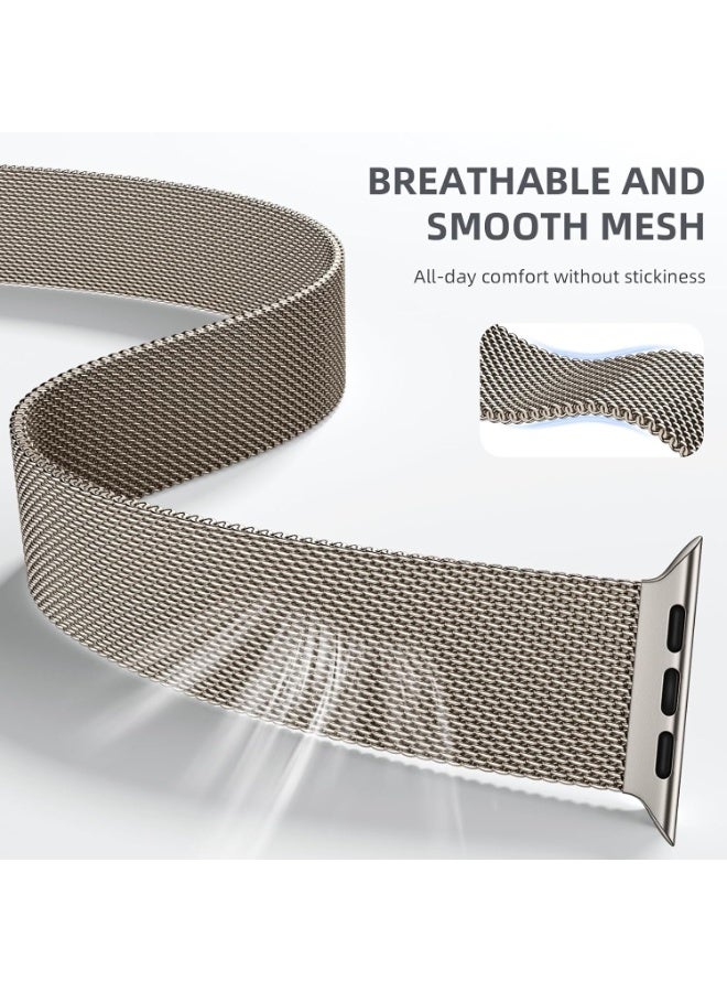FITIT FITIT Strap Compatible with Apple Watch Ultra 2/Ultra 49mm, Stainless Steel Mesh Loop Strap with Parachute-style Buckle for Apple Watch Series 10 46mm, 9/8/7 45mm, SE2/SE/6/5/4 44mm, 3/2/1 42mm  - Image 4