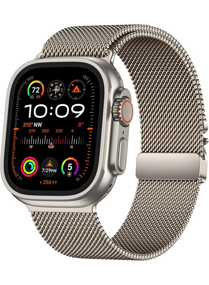 FITIT FITIT Strap Compatible with Apple Watch Ultra 2/Ultra 49mm, Stainless Steel Mesh Loop Strap with Parachute-style Buckle for Apple Watch Series 10 46mm, 9/8/7 45mm, SE2/SE/6/5/4 44mm, 3/2/1 42mm  - Image 2