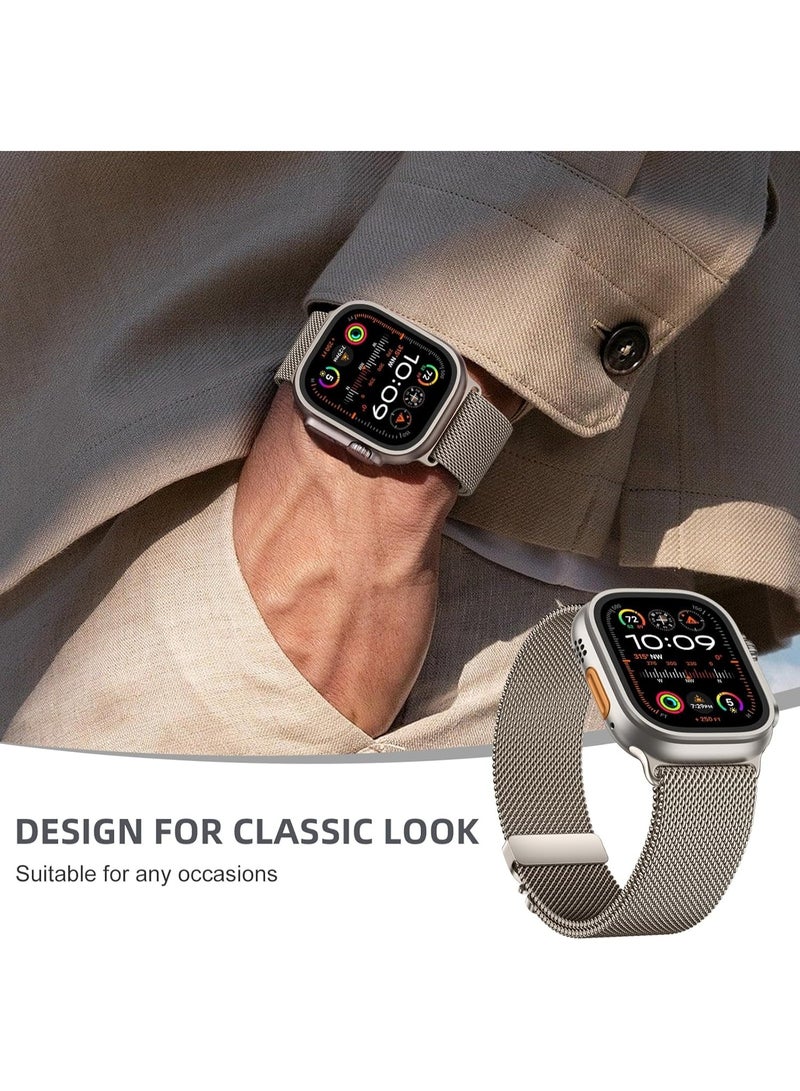 FITIT FITIT Strap Compatible with Apple Watch Ultra 2/Ultra 49mm, Stainless Steel Mesh Loop Strap with Parachute-style Buckle for Apple Watch Series 10 46mm, 9/8/7 45mm, SE2/SE/6/5/4 44mm, 3/2/1 42mm  - Image 5