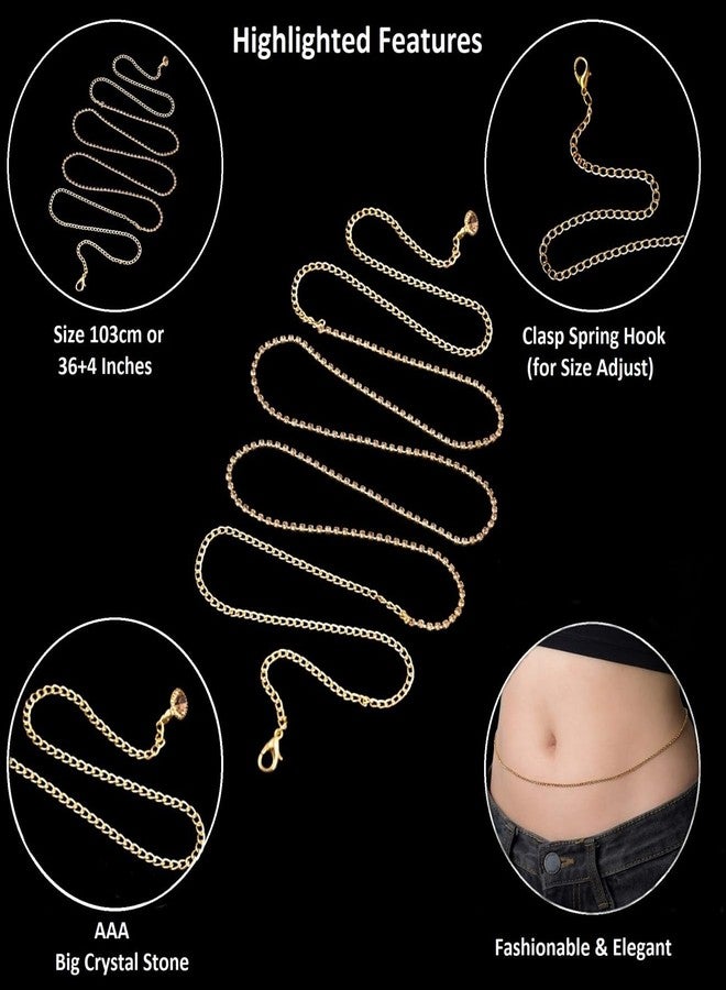 VAMA FASHIONS Gold Plated LCT Stone Kamarband vaddanam waist Hip belt belly body chain for Girls women - Image 3