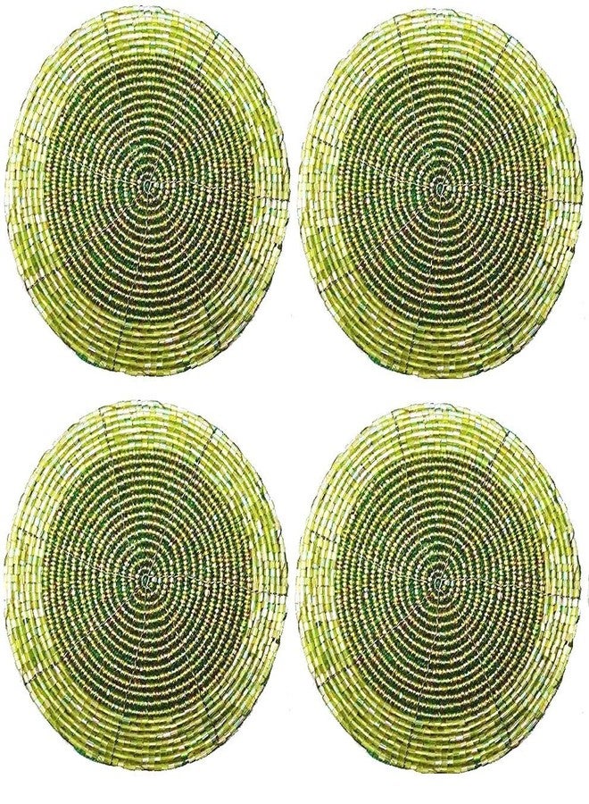 VDECORS مجموعة قواعد أكواب شاي أخضر فاتح مصنوعة يدويًا من الخرز من Vdecors، قطرها 4 بوصات - Image 4