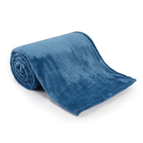 TILLYOU Toddler Fleece Blanket 60x80 Inches Soft and Warm Baby Blankets for Boys and Girls Blanket for Kids Baby Dark Blue - Image 1