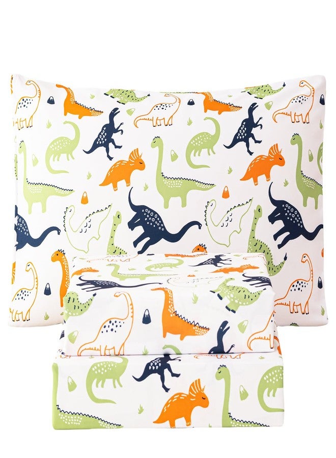 WINLIFE Kids Twin Sheet Set Dinosaur Printed - 3 Piece Cartoon Dino Soft Microfiber Bed Sheets - Deep Pocket - Easy Fit - Wrinkle Resistant Cozy Bedding Set for Toddler Boys Girls Teens - Image 1