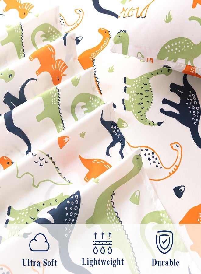 WINLIFE Kids Twin Sheet Set Dinosaur Printed - 3 Piece Cartoon Dino Soft Microfiber Bed Sheets - Deep Pocket - Easy Fit - Wrinkle Resistant Cozy Bedding Set for Toddler Boys Girls Teens - Image 4