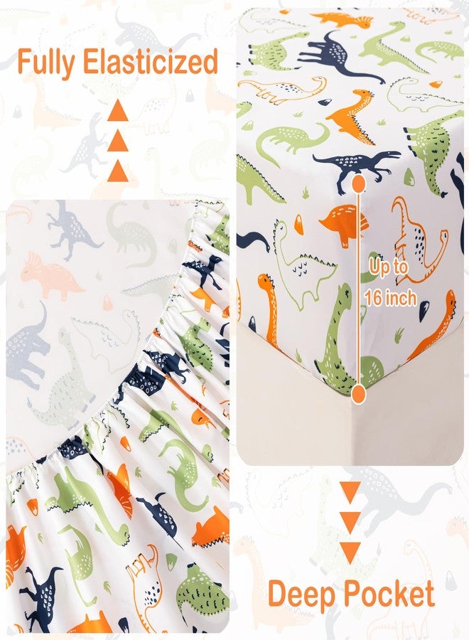 WINLIFE Kids Twin Sheet Set Dinosaur Printed - 3 Piece Cartoon Dino Soft Microfiber Bed Sheets - Deep Pocket - Easy Fit - Wrinkle Resistant Cozy Bedding Set for Toddler Boys Girls Teens - Image 5