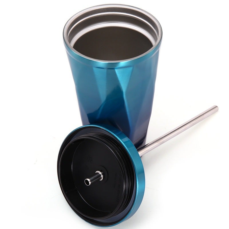 Stainless Steel Tumbler with Straw 500ml Gradient Color - Image 5