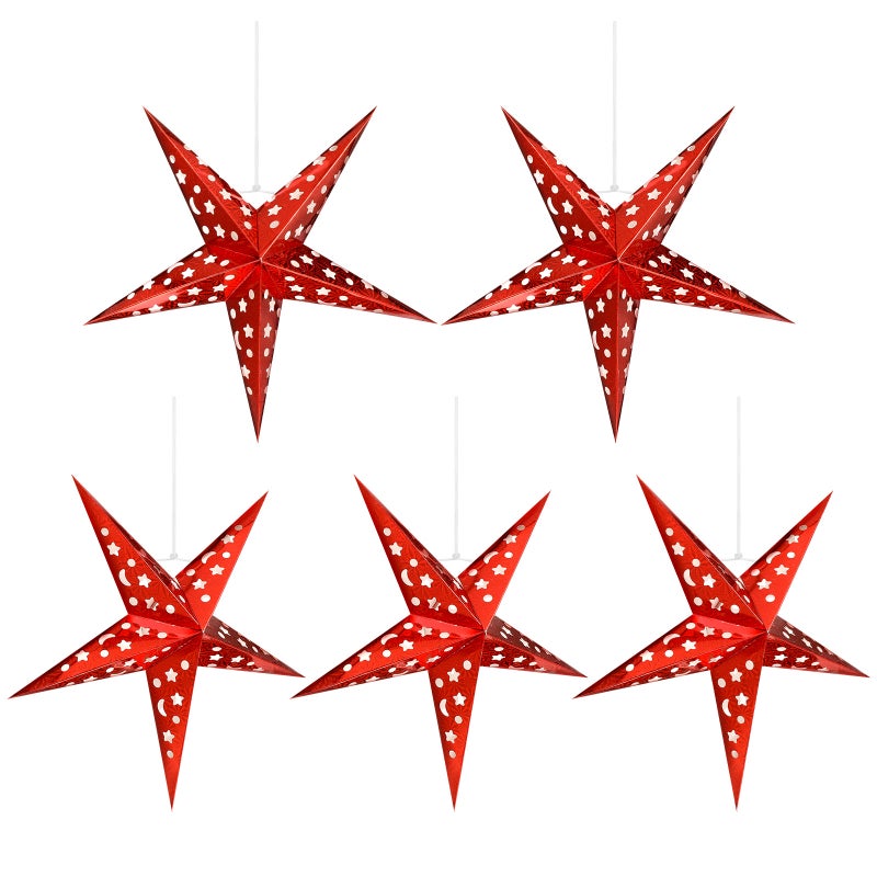 5pcs 45cm Shiny Ceiling Paper Star Party Home Hanging Lampshade Decor for Wedding Birthday - Image 1