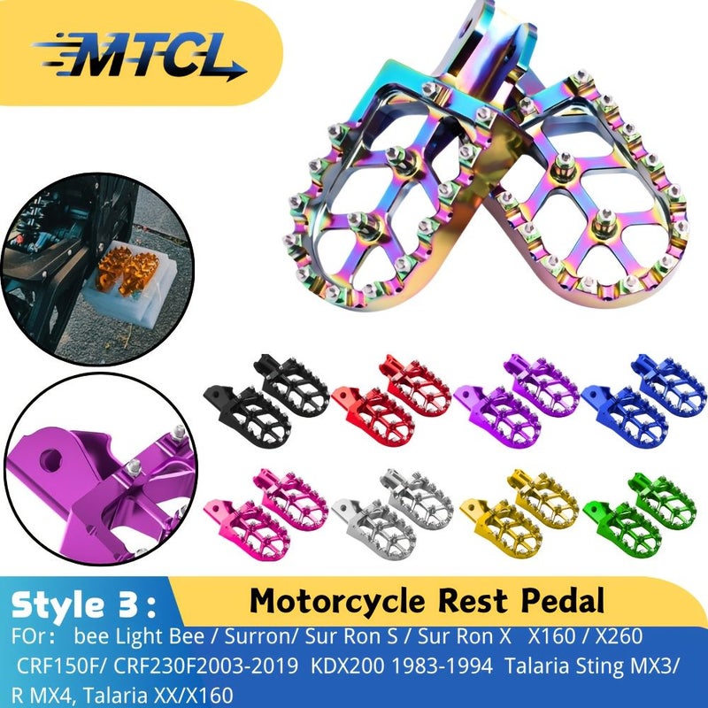 Three Styles of CNC Aluminum Alloy Motorcycle Foot Pegs Available with Multicolor Design and High Quality Durable Shock Absorbing Soles Suitable for Surron YAMAHA YZ Honda and Various Other Models Style 3 Pink Color - Image 5