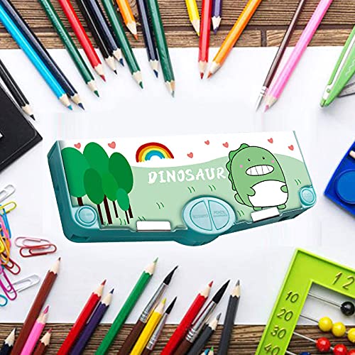 Minache Multifunction Pencil Case, Pencil Box with 2 Compartments for Students - Cartoon Pattern Stationery Set with Pop Out Scissors and Pencil Sharpener (one size, style 4) - Image 4