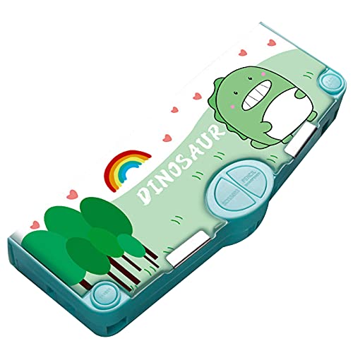 Minache Multifunction Pencil Case, Pencil Box with 2 Compartments for Students - Cartoon Pattern Stationery Set with Pop Out Scissors and Pencil Sharpener (one size, style 4) - Image 1