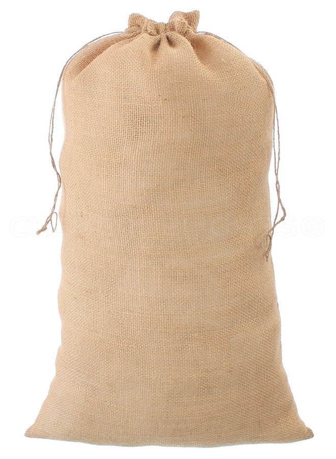 CleverDelights 14" x 26" Burlap Bag - 14x26 Inch Jute Burlap Drawstring Sack - Image 1