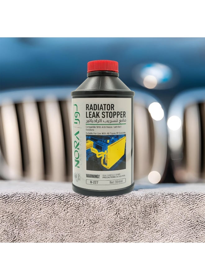 NORA Radiator Leak Stopper N-227 Compatible with All Coolants & Antifreeze, Prevents Radiator & Water Tank Leakage, Protects Against Rust & Corrosion, Easy-to-Use Formula (354 ml) - Image 2