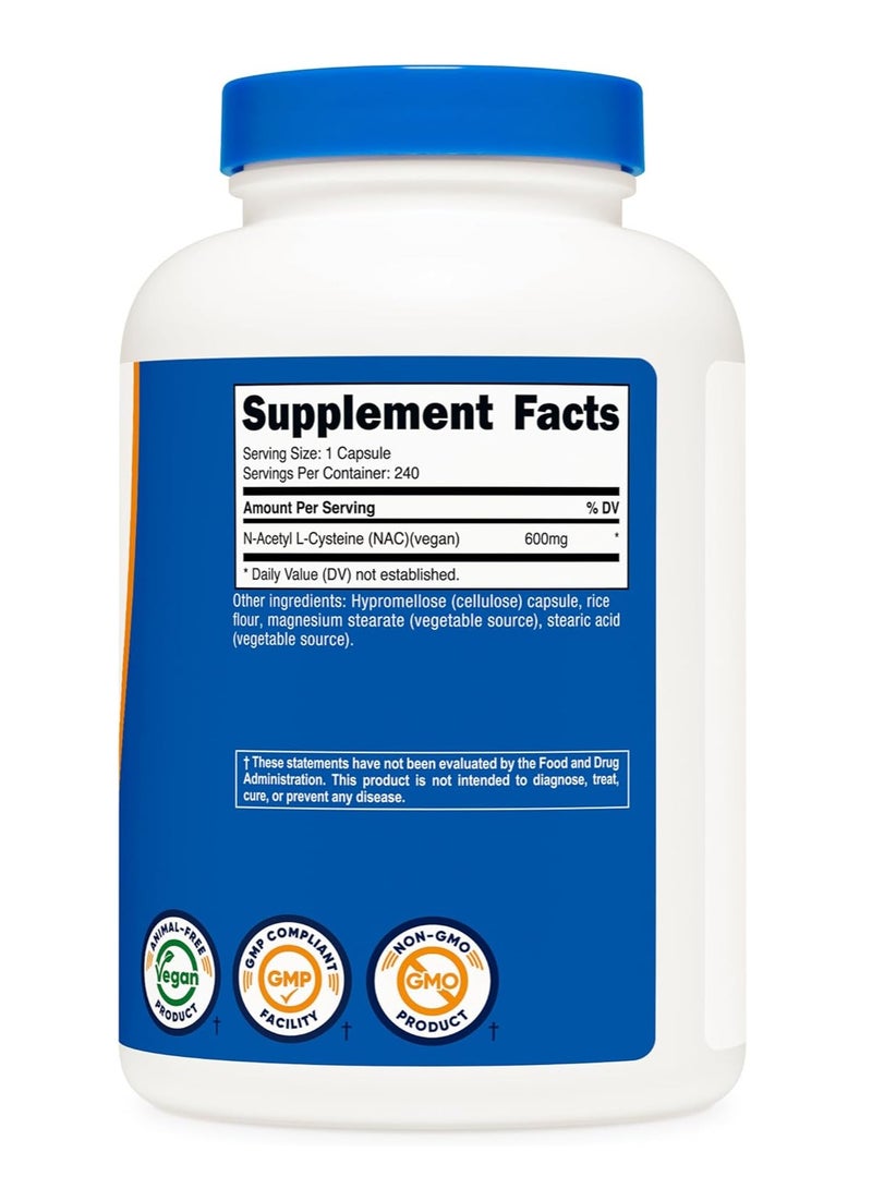 Nutricost N-Acetyl L-Cysteine Capsules 600mg 240 Caps - Image 4