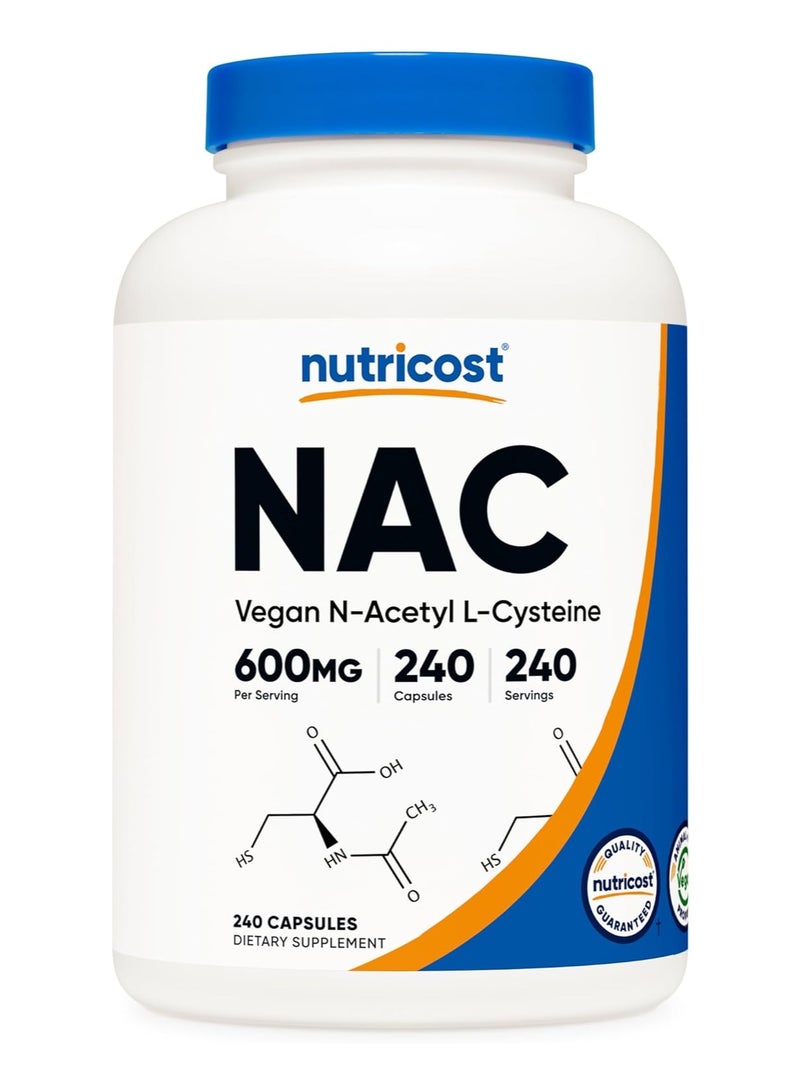 Nutricost N-Acetyl L-Cysteine Capsules 600mg 240 Caps - Image 1