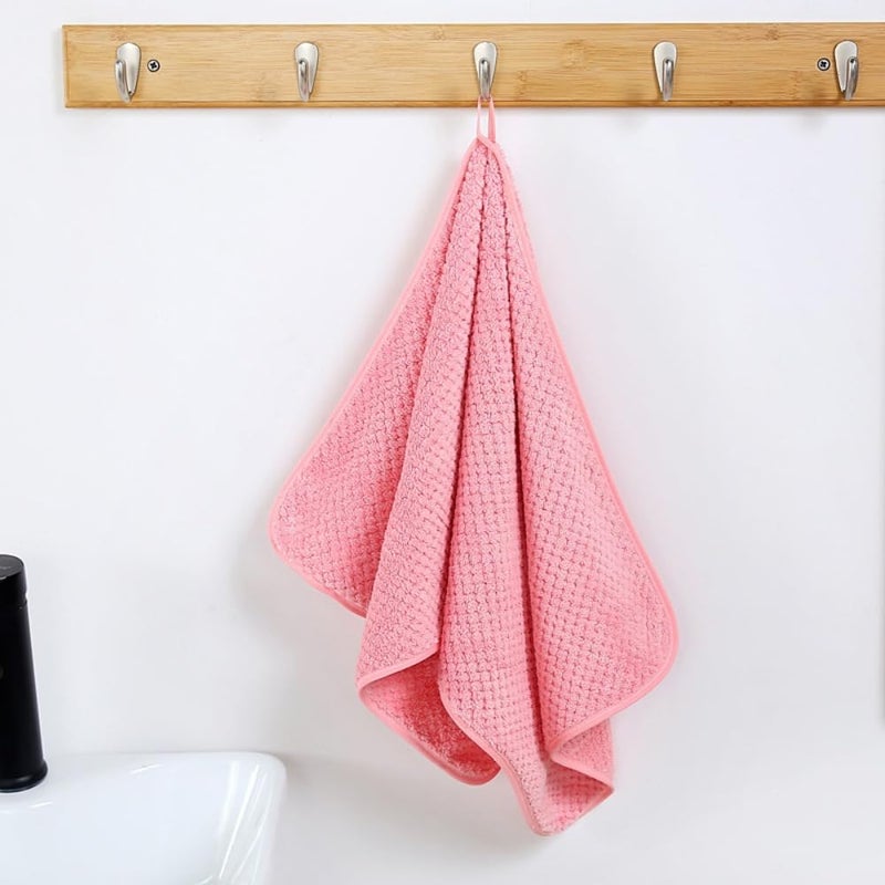 Linear Microfiber Bath Towel & Hand Towel Set/Microfiber Towels for Bath Large Size/Towel for Bath/Bath Towel for Men and Women/300 GSM (140 cms * 70 cms) (Pink) - Image 5