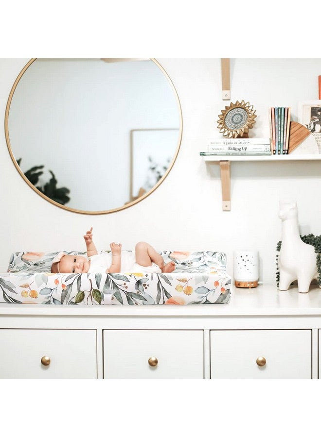 GRSSDER مجموعة أغطية وسادة تغيير جيرسي ناعمة للغاية من GRSSDER، 2 عبوة، تناسب أغطية وسادة طاولة التغيير بحجم 32"/34" × 16"، آمنة ومريحة، زهور وفواكه مائية أنيقة للبنات - Image 3