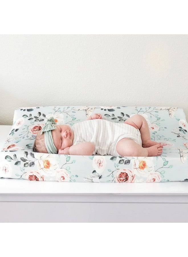 GRSSDER مجموعة أغطية وسادة تغيير جيرسي ناعمة للغاية من GRSSDER، 2 عبوة، تناسب أغطية وسادة طاولة التغيير بحجم 32"/34" × 16"، آمنة ومريحة، زهور وفواكه مائية أنيقة للبنات - Image 5