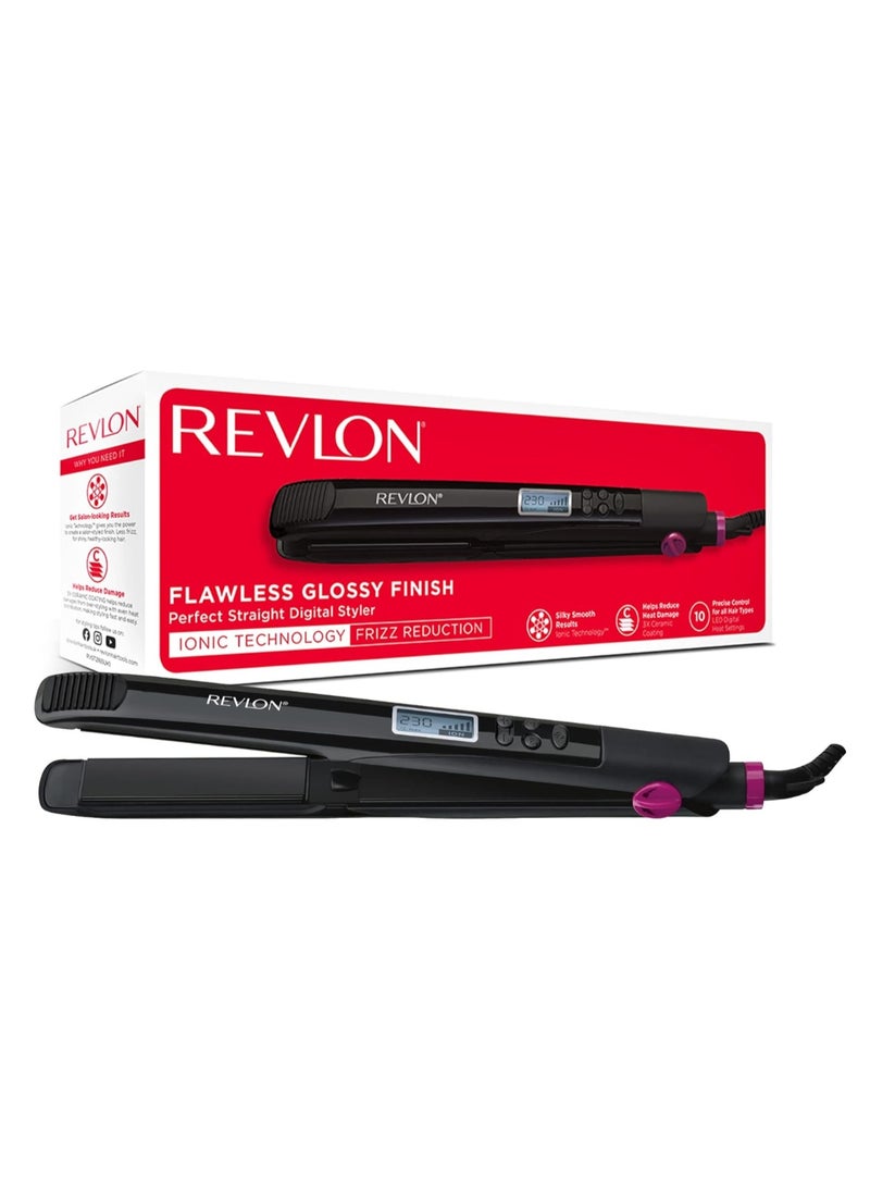 Revlon RVST2165 Flawless Glossy Finish Ionic Technology Digital Hair Straightener, One Size - Black - Image 1