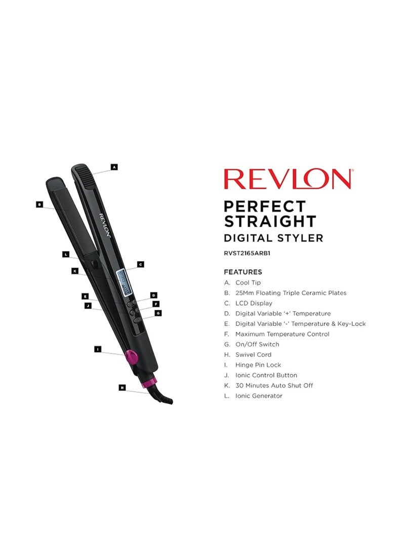 Revlon RVST2165 Flawless Glossy Finish Ionic Technology Digital Hair Straightener, One Size - Black - Image 4