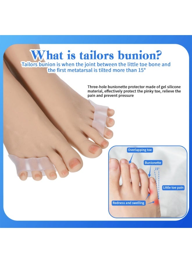3 Pair TPR Pinky Toe Splint, Tailors Bunion Corrector & Bunionette Pain Relief Little Toe Straightener Bunion Pads Corrector Pinky Toe, Overlapping Toe & Calluses, Blisters, Corns Toe Protectors - Image 3