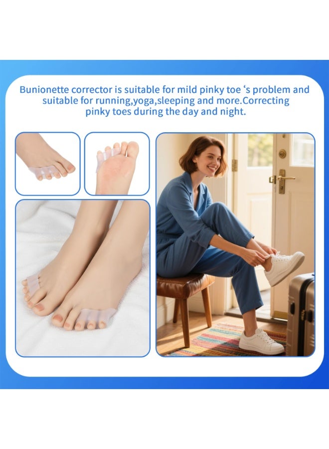 3 Pair TPR Pinky Toe Splint, Tailors Bunion Corrector & Bunionette Pain Relief Little Toe Straightener Bunion Pads Corrector Pinky Toe, Overlapping Toe & Calluses, Blisters, Corns Toe Protectors - Image 4