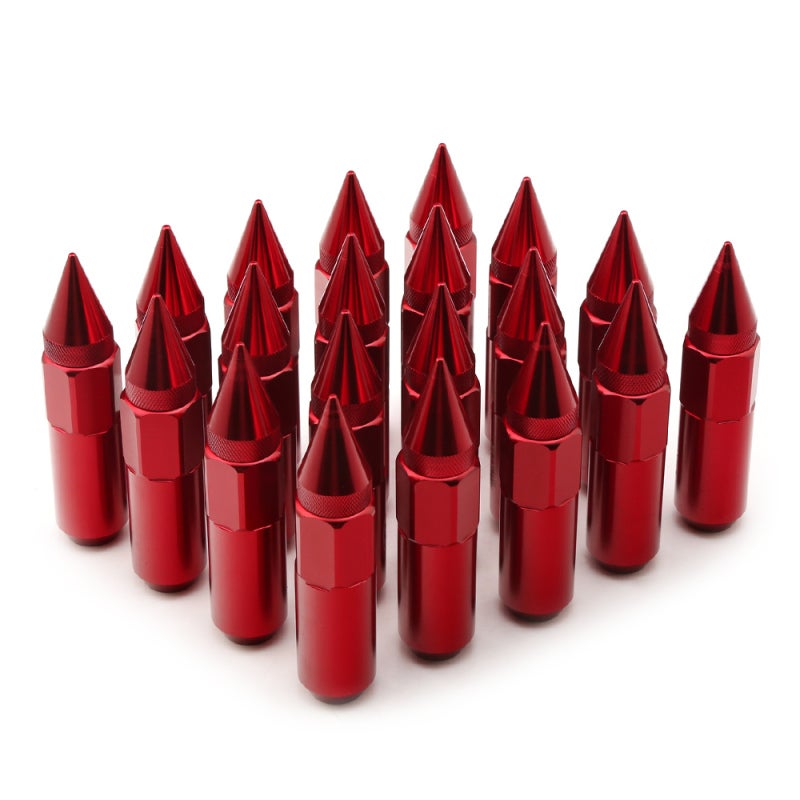 Wheel Lug Nut Set: Red Premium Aluminum Alloy - Durable Long-Lasting Wheel Spike Lug Nuts for Most Cars Aggressive Racing Style - Image 1