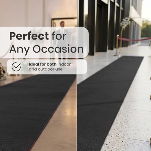 LEMONSODA Black Carpet Floor Runner | 3x50 Feet | Non Slip Polypropylene Flat Woven Fabric | Hollywood Party Decoration Fabric | Thick 100 GSM Carpet | Indoor Event Runner - Image 5