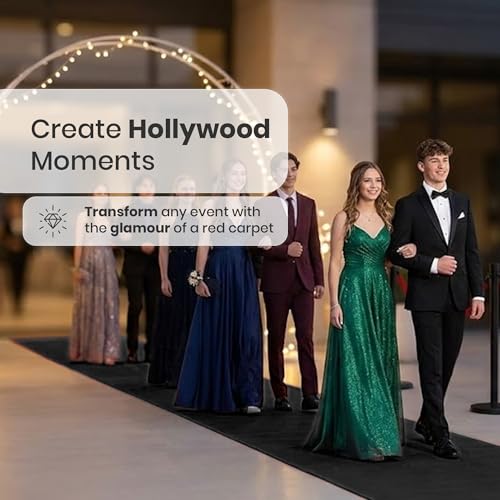 LEMONSODA Black Carpet Floor Runner | 3x50 Feet | Non Slip Polypropylene Flat Woven Fabric | Hollywood Party Decoration Fabric | Thick 100 GSM Carpet | Indoor Event Runner - Image 4