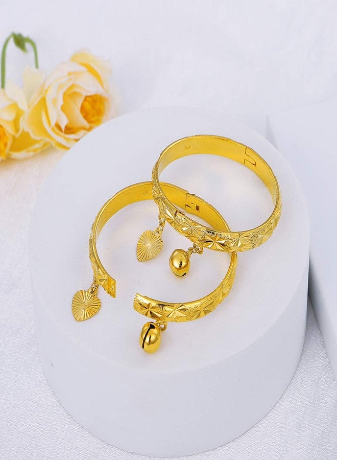 Ethlyn 18K Gold Plated Little Girls Boys Bells Openable Bracelet Bangle Christmas Jewelry Gifts(2pcs/lot) - Image 4