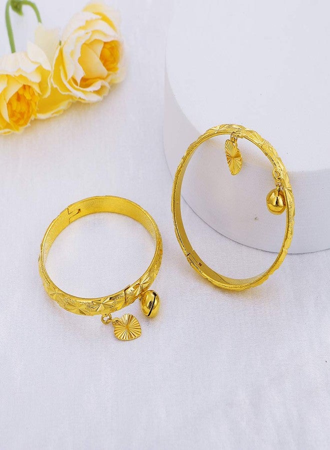 Ethlyn 18K Gold Plated Little Girls Boys Bells Openable Bracelet Bangle Christmas Jewelry Gifts(2pcs/lot) - Image 3