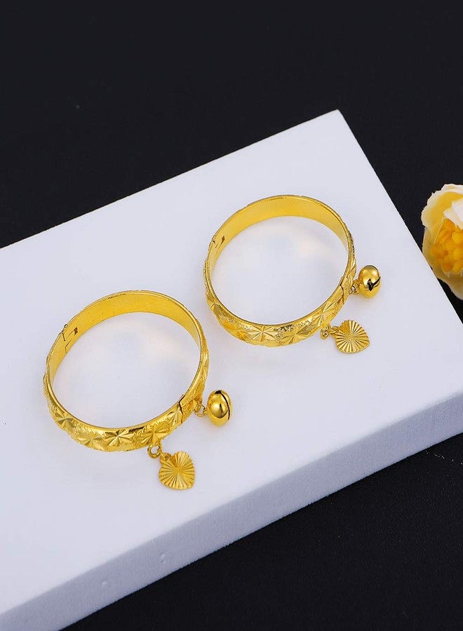 Ethlyn 18K Gold Plated Little Girls Boys Bells Openable Bracelet Bangle Christmas Jewelry Gifts(2pcs/lot) - Image 5