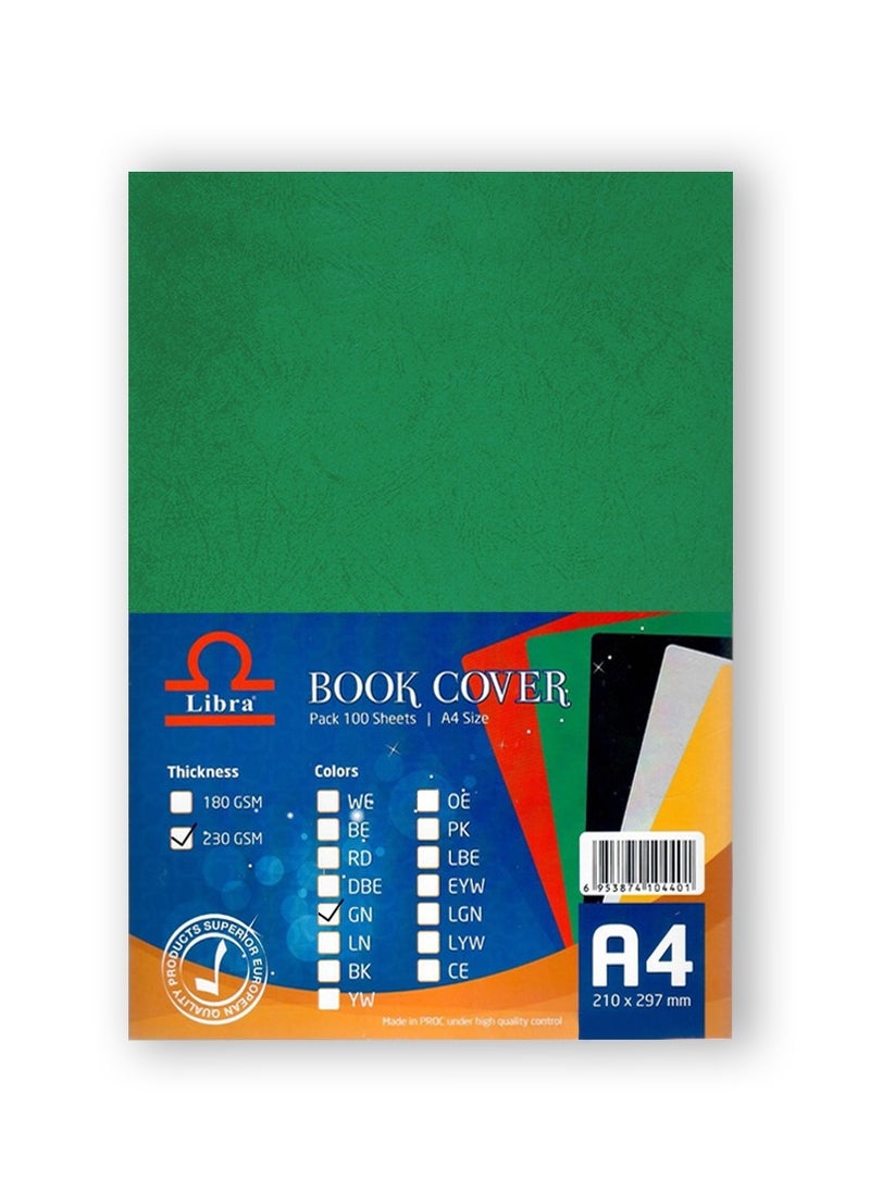 Libra - Book cover Embossed Leather Board A4 230gsm Green 100 Sheets - Image 1