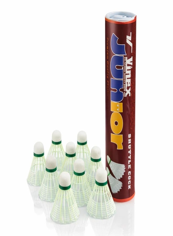 VINEX Junior Plastic Shuttlecocks Pack of 10 | Durable Nylon Shuttle for Badminton | Lightweight Outdoor & Indoor Practice Shuttlecocks for Kids & Beginners - Image 1