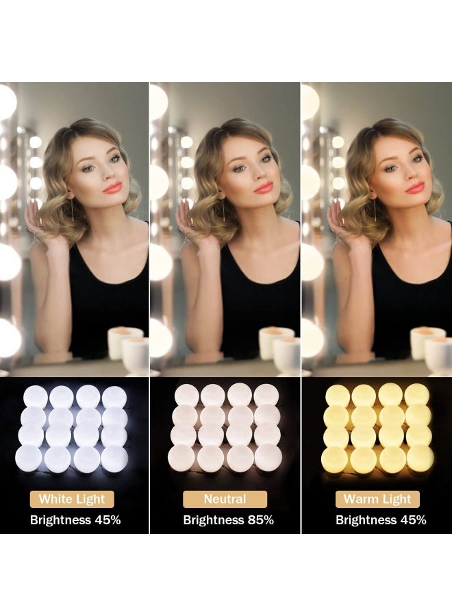 Vanity Lights For Mirror 16 Led Bulbs Hollywood Makeup Lights 3 Color Modes Dimmable Brightness Plug In Stick Up For Dressing Table Bathroom Body Wall Mirror Lights  - Image 2