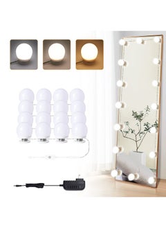 Generic Vanity Lights For Mirror 16 Led Bulbs Hollywood Makeup Lights 3 Color Modes Dimmable Brightness Plug In Stick Up For Dressing Table Bathroom Body Wall Mirror Lights  - Image 1